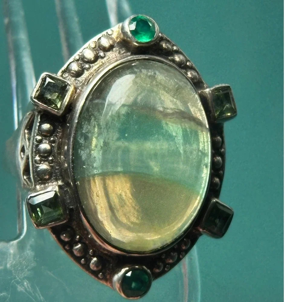 Nicky‎ Butler Sterling Silver Prehnite Peridot Emerald Statement Ring 925 Size 9